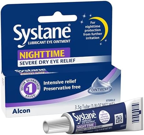 Authentic USA imported Systane Nighttime eye ointment packaging showing ingredients.
