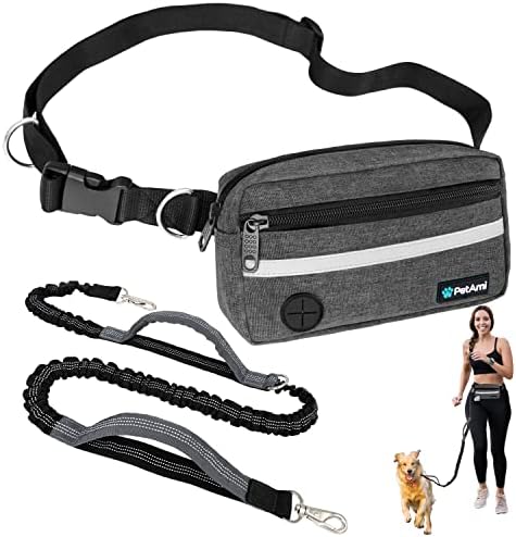 PetAmi dog running leash with adjustable waist belt and pouch