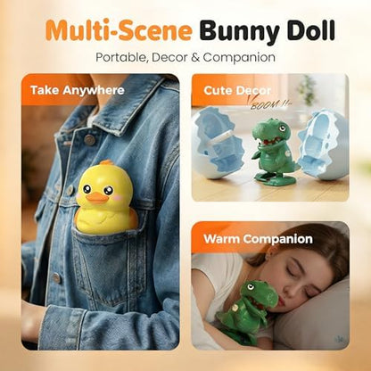 Hulezt battery free mechanical animal hatching egg packaging layout displaying the reusable surprise mechanism steps