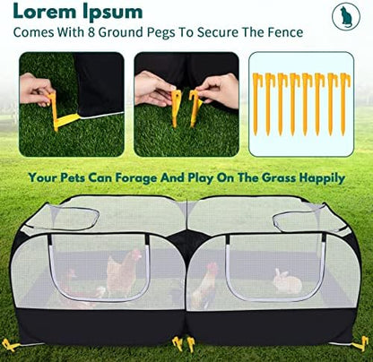 Small Animals Playpen,Pet Cage Tent Large Chicken Run Coop with Detachable Bottom Breathable Transparent Mesh Walls, Foldable Pet Enclosure for Puppy Kitten Rabbits Indoor Outdoor Playpen - Image 4