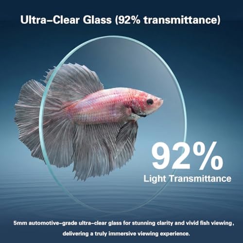 Side profile of 2.2 gallon rimless glass fish tank