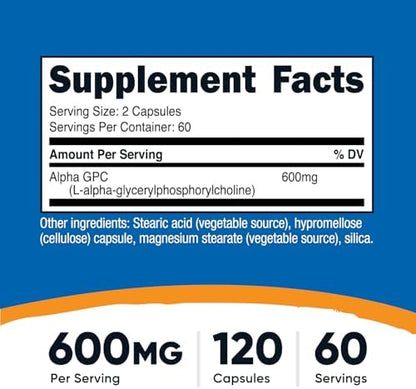 Choline supplement with glycerophosphocholine for brain health and memory wellness