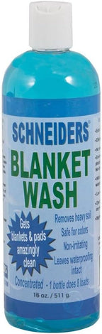 Schneiders equestrian gear cleaner back label showing usage instructions for horse blankets.