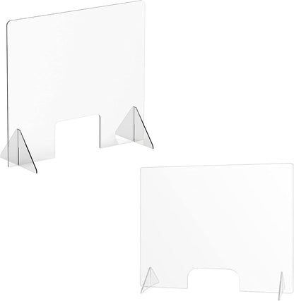 EcoQuality Inc countertop desk sneeze guard front view clear acrylic protective shield for reception desks