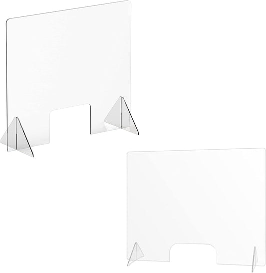 EcoQuality Inc countertop desk sneeze guard front view clear acrylic protective shield for reception desks