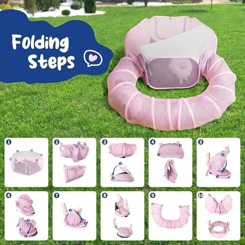 Foldable Cat Tunnel Playpen - Detachable Indoor/Outdoor Pet Enclosure with Storage Bag | Portable Cat Tent & Play Tunnel - Image 7
