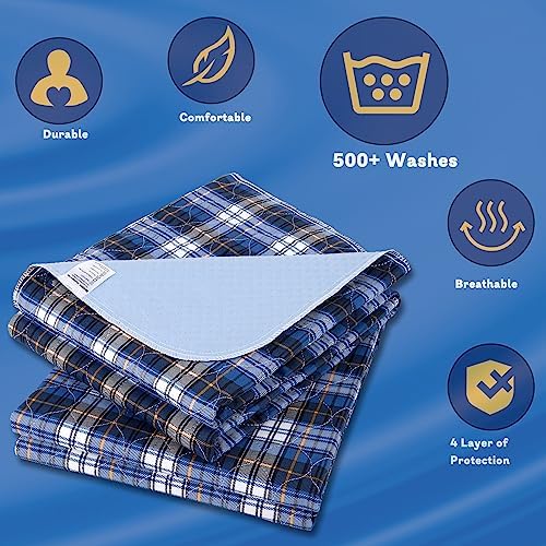 Two pack of thirty six by fifty two inch waterproof bed mats folded neatly