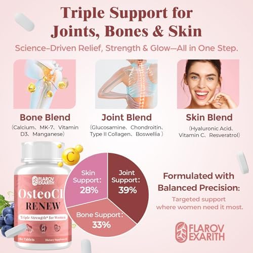 Joint Supplements for Women OsteoCII Renew Triple Strength – Advanced Joint, Bone & Skin Formula – Collagen, Glucosamine, Chondroitin, Calcium, MK-7, Vitamin D3, Hyaluronic Acid, 180 Tablets - Image 6