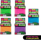 Schylling NeeDoh Nice Cube Glow showing the product being stretched and returning to its shape