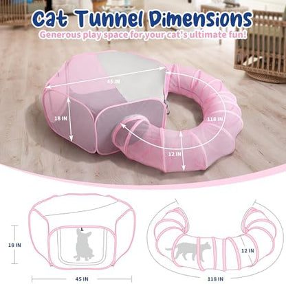Foldable Cat Tunnel Playpen - Detachable Indoor/Outdoor Pet Enclosure with Storage Bag | Portable Cat Tent & Play Tunnel - Image 6