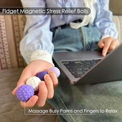 PuraEase silent desk fidget toys stacked vertically using their internal magnetic attraction.