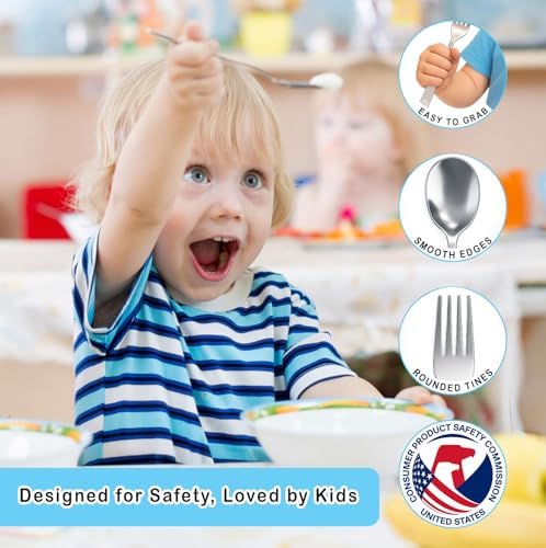 Six piece stainless steel children cutlery set layout