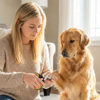Safe non slip pet claw cutter being held for small animal paw care.