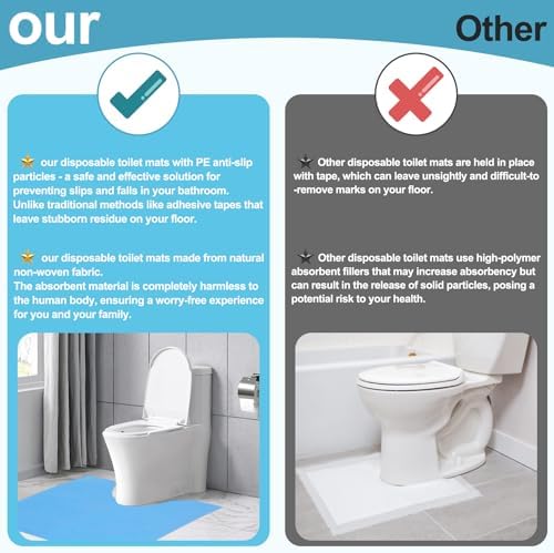 Miumoon floor protector mat installed on bathroom floor tiles to prevent urine stains.