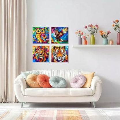 Full contents of the premium USA imported amlivo four pack kids painting kit laid out