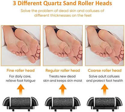 Rechargeable foot polisher kit with multiple quartz heads