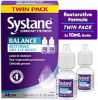 Systane Balance restorative formula two pack 10mL bottles for lipid layer support.