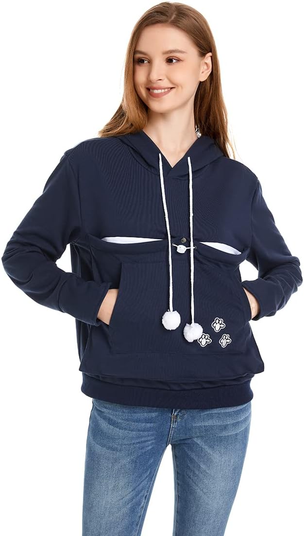 Detailed view of the separate side pockets on the LINYUCHEN pet carrier hoodie
