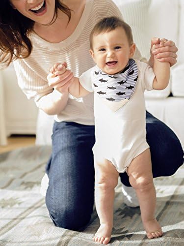 Five pack set of organic cotton bandana drool bibs for babies
