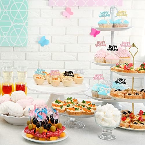 Set of 24 glitter happy birthday picks