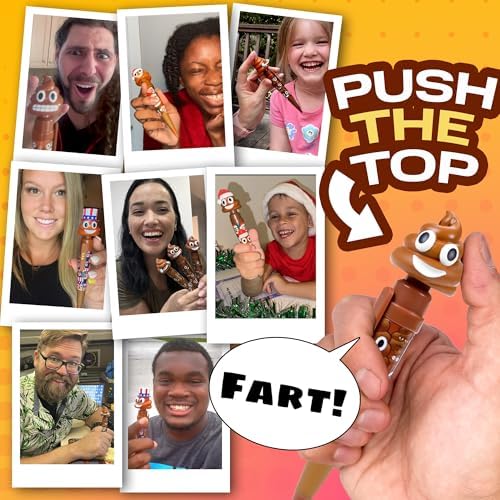 Silly novelty farting friend ballpoint pen held in hand for writing