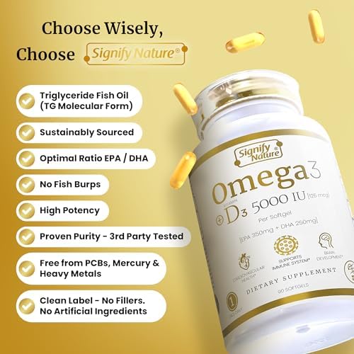 Signify Nature Omega 3 Fish Oil supplement facts nutritional label