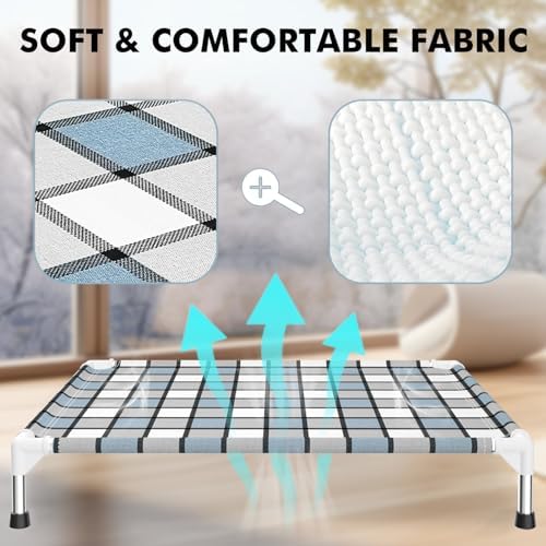 Caghash Elevated Outdoor Raised Dog Bed Outdoor Dogs Bed Lifted Pet Bed Dog Cot for Medium Pet Taste Life, Start with A Pet Bed 34'' x 26'' x 6.5'' - Image 3