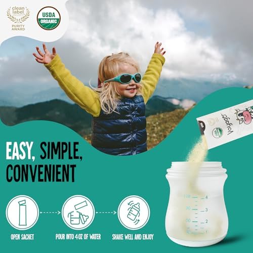 Pediatrician developed toddler whole milk powder packets being mixed into a baby bottle