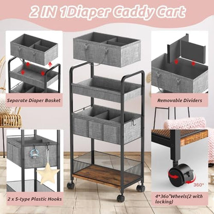 Lidtop multi-functional rolling storage cart in a modern room