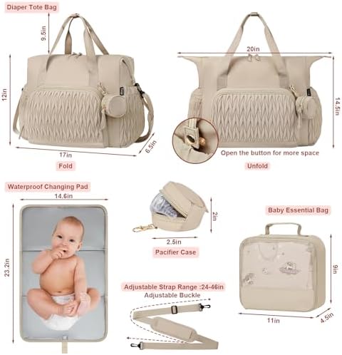 Bagsmart Yorige diaper bag set lifestyle flat lay