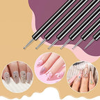 Close up view of the fine synthetic liner brush tips for detailed gel polish painting.