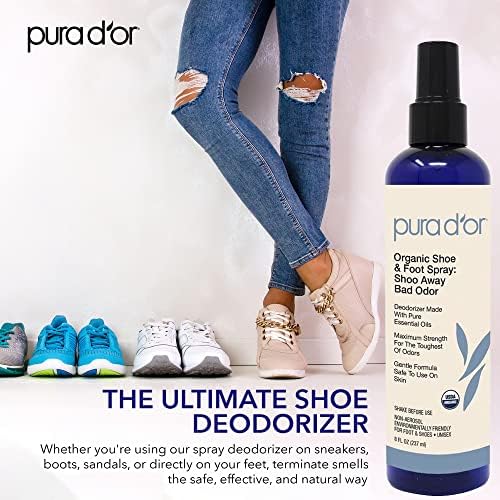 Organic foot spray bottle showing USDA certified organic ingredients list