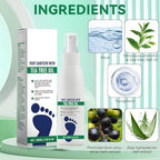 Natural ingredients label on Ximonth tea tree oil spray for healthy feet.