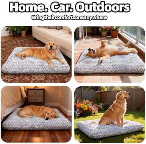 Dog Beds Large Sized Dog, Washable Durable Pet Bed, Deluxe Plush Soft & Comfortable Dog Crate Bed Pad for Large, Jumbo, Medium, Small Dogs Breeds, 35"X 23"-XL, Light Gray - Image 5