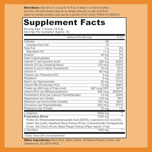 Cardio Heart Health Powder nutritional label and ingredients list
