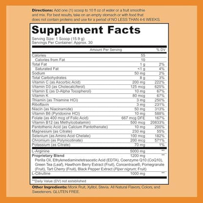Cardio Heart Health Powder nutritional label and ingredients list