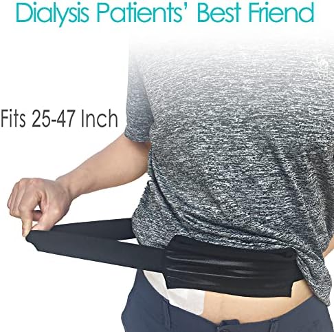 Rear view of the stretchable spandex and cotton dialysis support strap highlighting the soft non irritating stitched seams