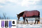 Adjustable length slide mechanism on Loaged horse rug leg strap set