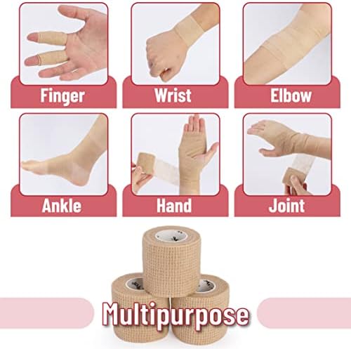 Six pack of nude colored self sticking bandage tape for first aid kits