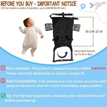 HASTHIP portable infant travel hammock installed on an airplane seat acting as a footrest extender.