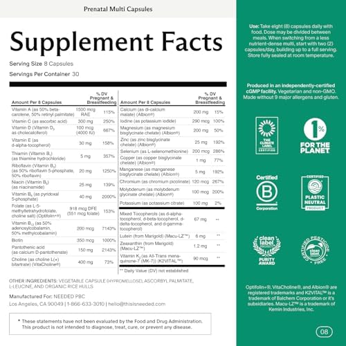 Needed Prenatal Multivitamin 240 capsules full container lifestyle view