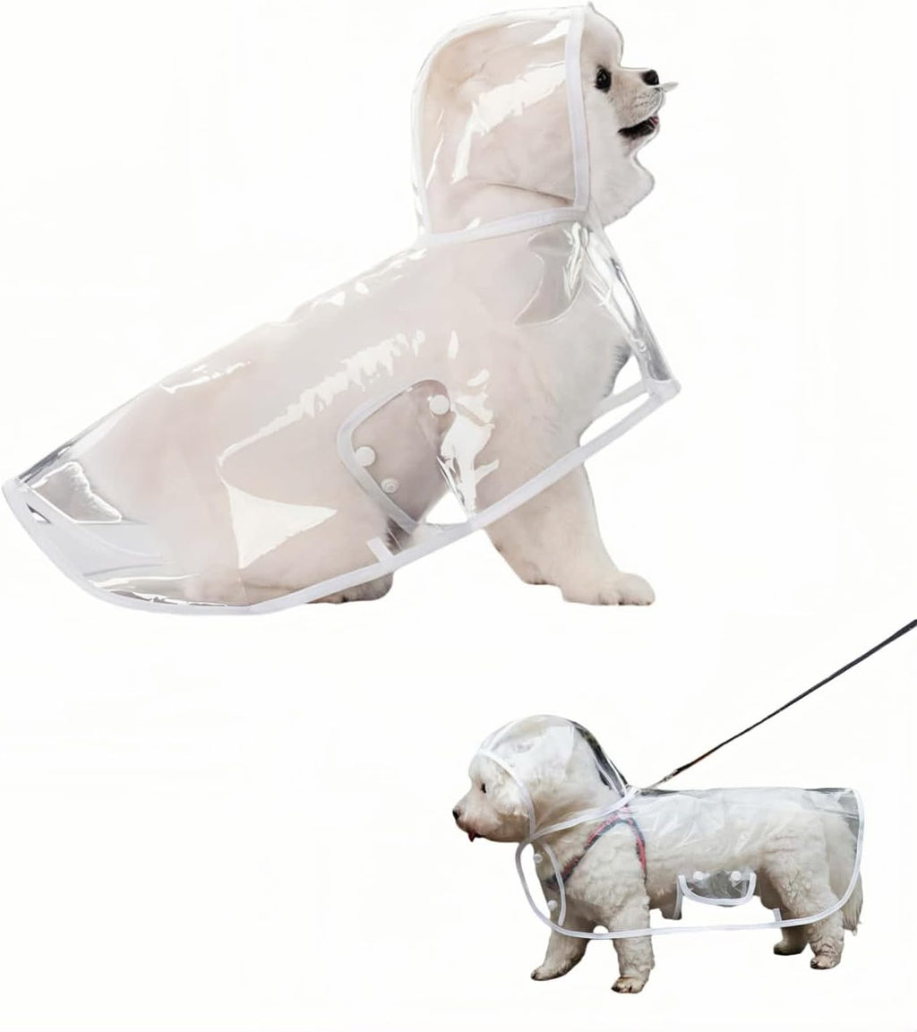 Bubble-Fly clear dog rain poncho front view transparent pet raincoat for small dogs