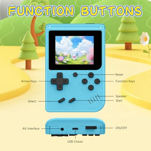 Portable Wdyqje retro console showing gaming menu display