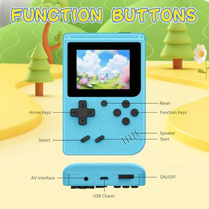 Portable Wdyqje retro console showing gaming menu display