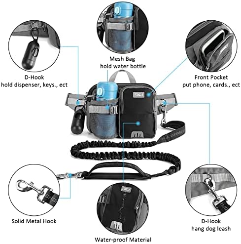 Etaccu dog leash system with water bottle holder attachment