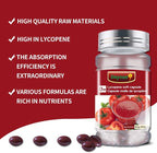 Natural tomato extract softgels capsule close up view