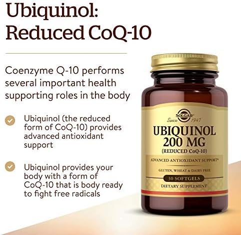 Solgar reduced CoQ10 softgels bottle back view