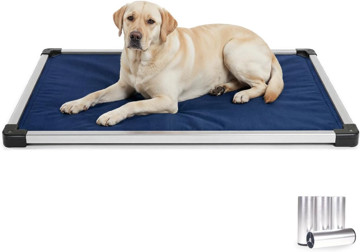 K9 Ballistics Chew Proof Armored Padded Dog Crate Bed Blue Quartz front view