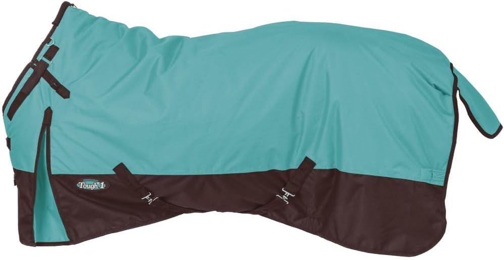 Tough1 purple horse blanket showing the inner lining and fleece wither protection.