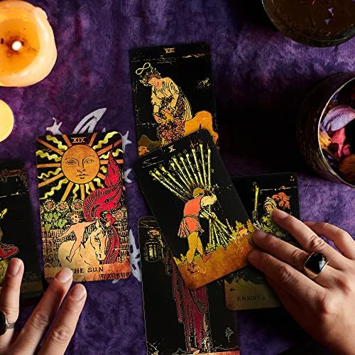 Close up of vintage inspired tarot card artwork